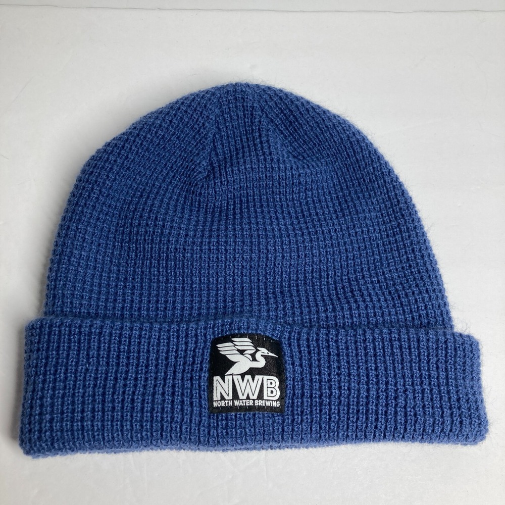 NWB North Water Brewing Beanie Knit Hat Cap Blue Classic Winter Comfort One Size
